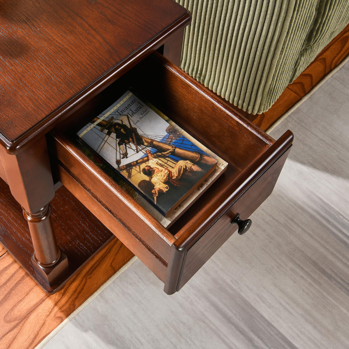 Narrow Wood End Table with Drawer E534109