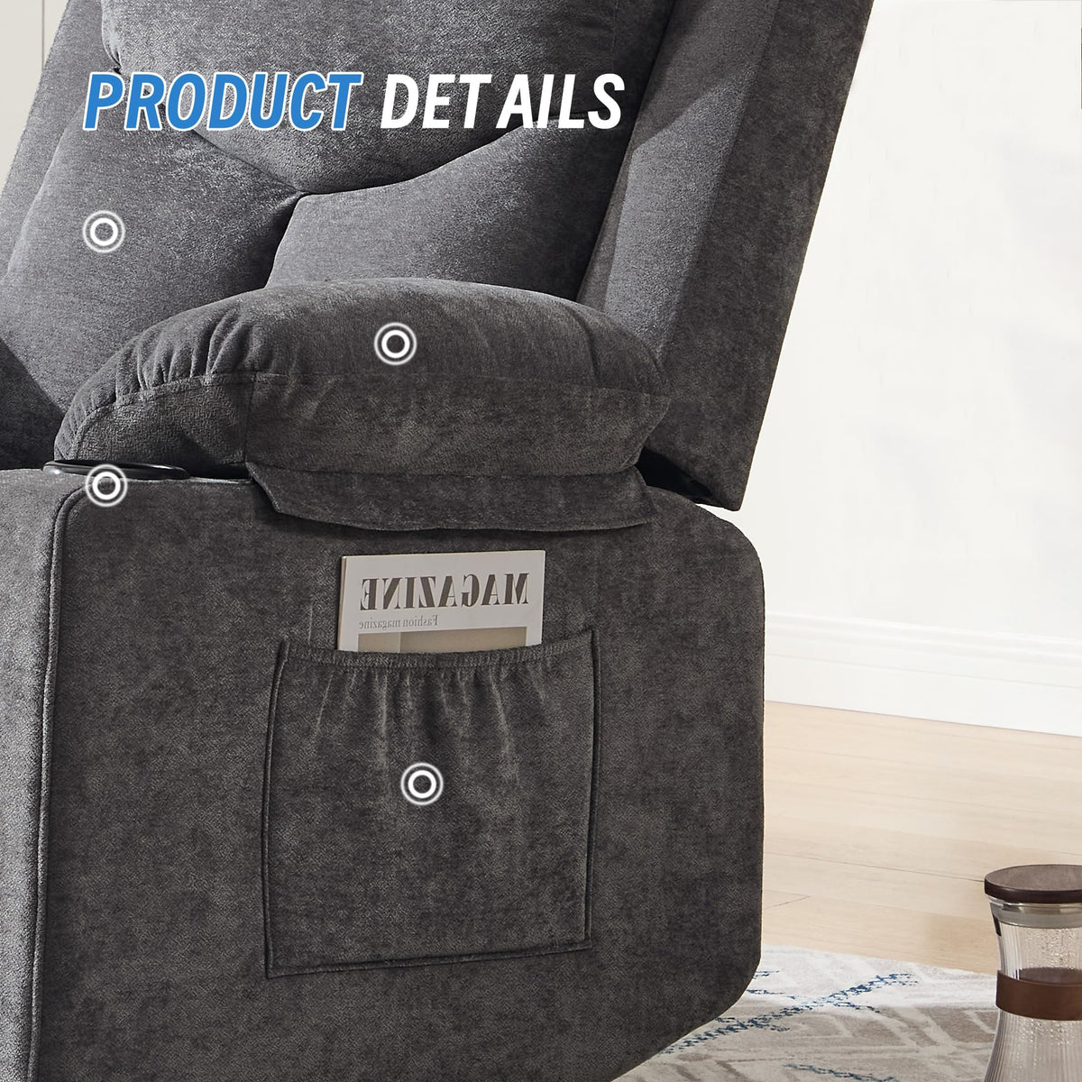 Manual Rocker Recliner Chair with Massage, Dark Grey W922483