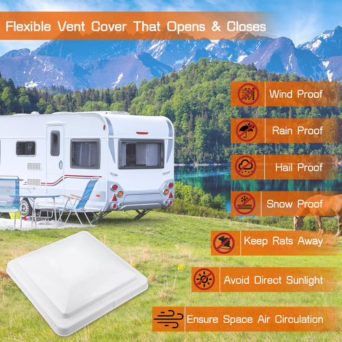 14" White Plastic Square RV Roof Vent Cover X846
